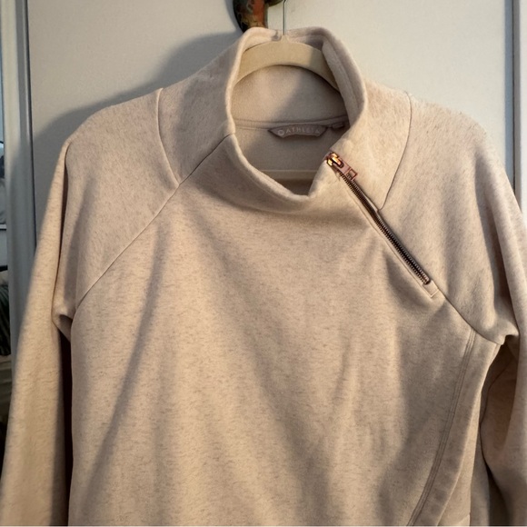 ATHLETA Cozy Karma Asym Pullover Oatmeal Heather Size S - Picture 4 of 9
